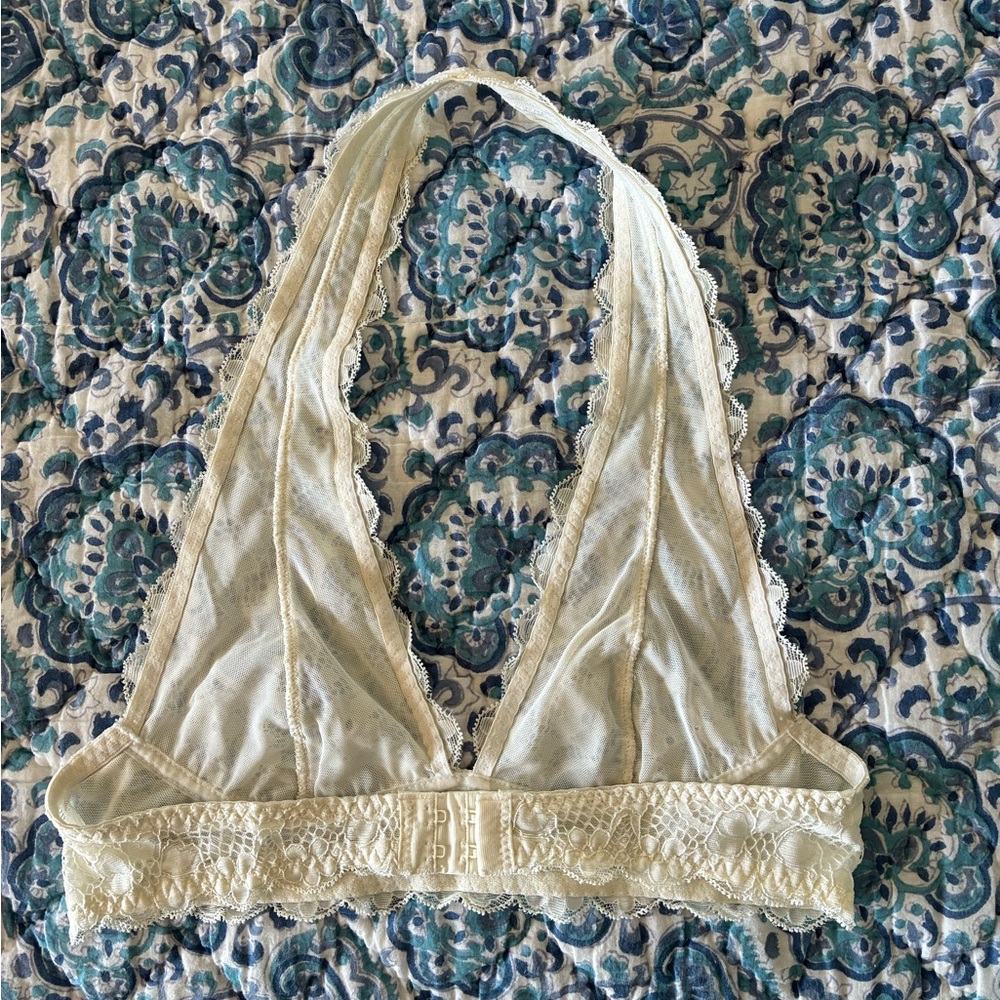 Free People Galloon Lace Ivory Cream White Bralette Halter - Picture 3 of 6